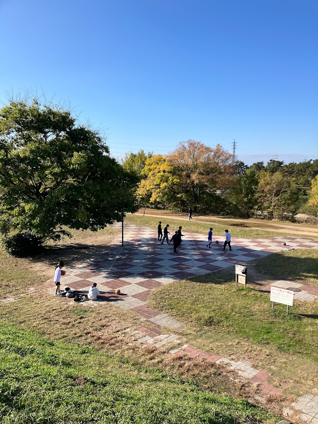 西武庫公園（西武庫HOOP）の、河川敷上から見た写真です